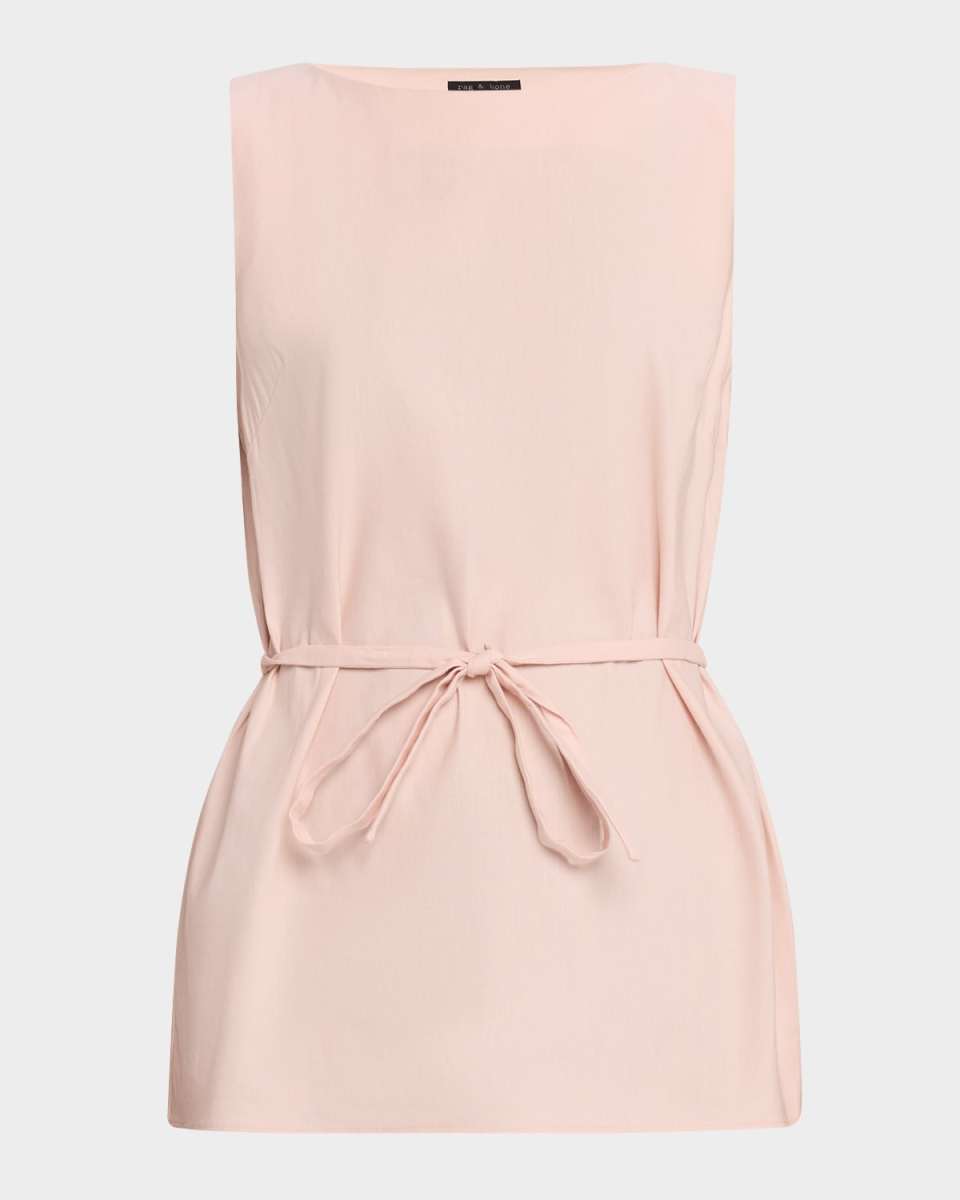 Holland Belted Linen Tunic Top